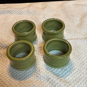 Set of 4 Olive Green Ceramic Napkin Rings